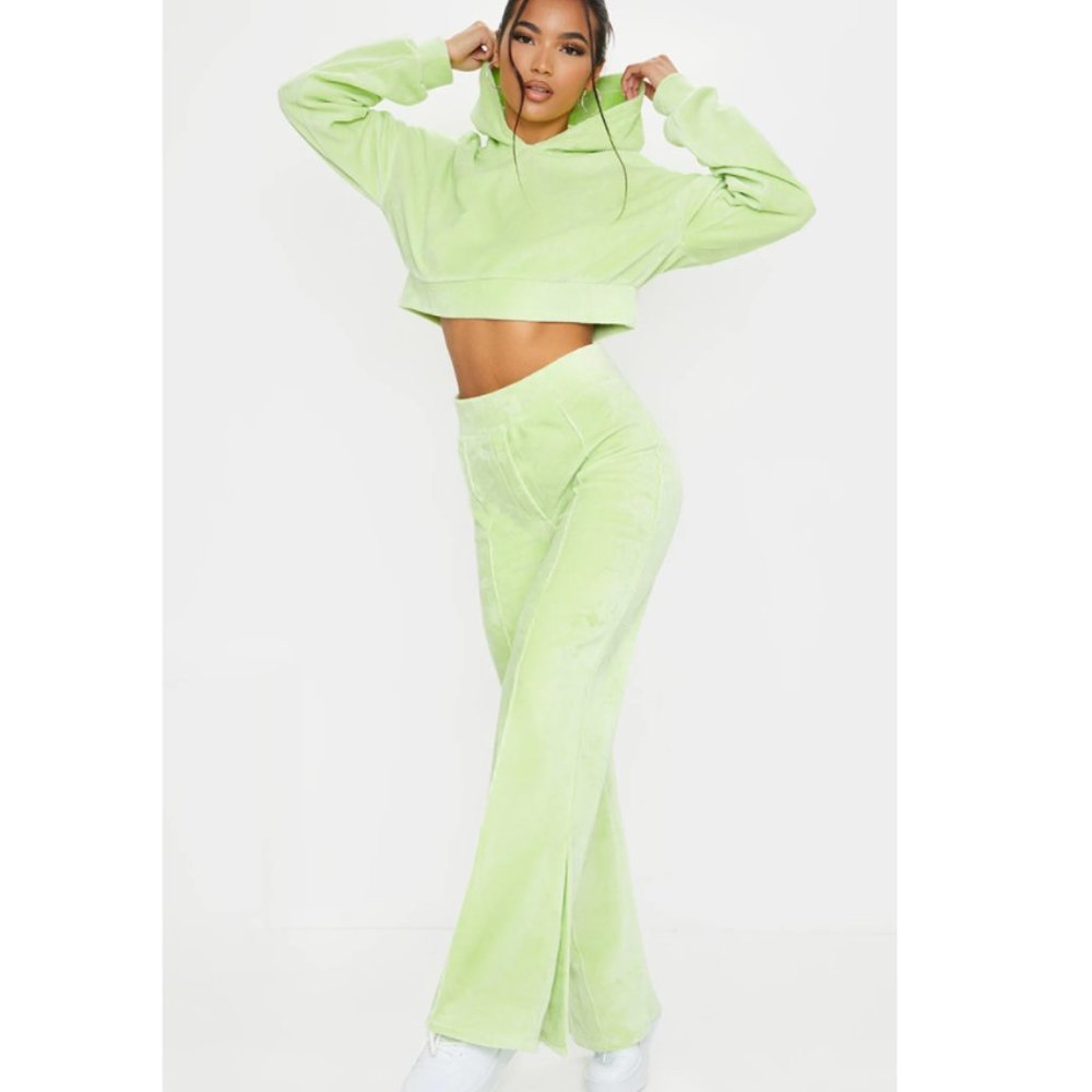 Neon Green Velour Matching Set